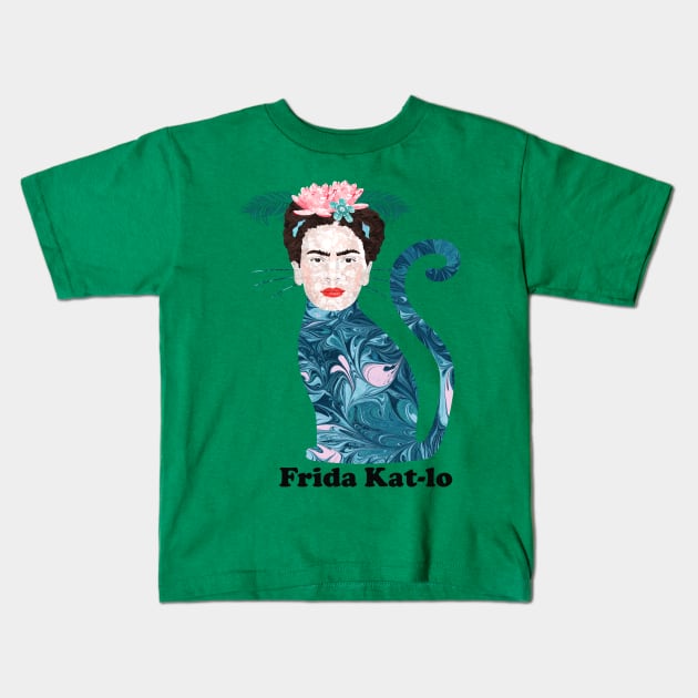 Frida Kat-lo! Kids T-Shirt by MarbleCloud